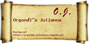 Orgonás Julianna névjegykártya